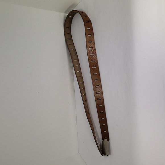 MAISON MARTIN MARGIELA TAN LEATHER CUT OUT DETAIL BELT NUMERIC SILVER BUCKLE 105 - Picture 8 of 15
